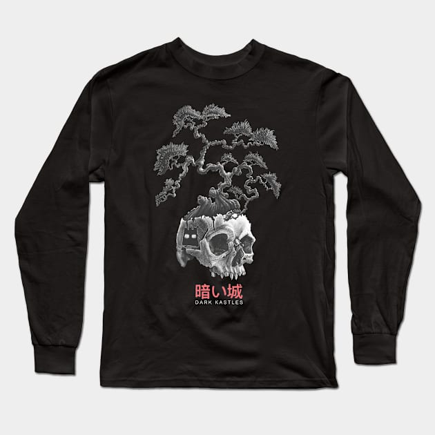 Skull Bonsai Tree Long Sleeve T-Shirt by Dark Kastles